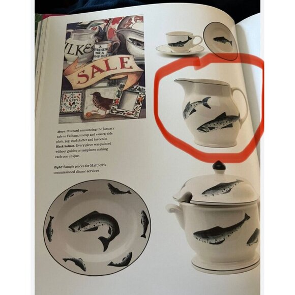 Unique handpainted Emma Bridgewater Black Salmon Jug pitcher rare hard to find - Picture 13 of 13